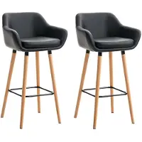 Décoshop26 - Set aus 2 stilvollen und bequemen schwarzen Barhockern aus Kunststoff mit Armlehnen und Fußstützen 10_0000229