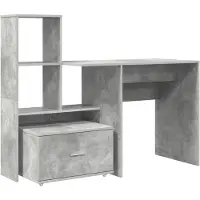 vidaXL Schreibtisch Beton Grau Holzwerkstoff 131,5 x 50 x 106,5 cm