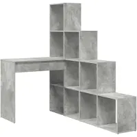 vidaXL Eck-Schreibtisch mit Regal Betongrau 101,5 x 149,5 x 149,5 cm