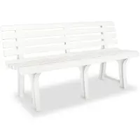 Helloshop26 - Gartenbank Terrassenmöbel Outdoor Terrasse 145,5 cm Kunststoff weiß