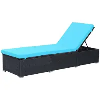 Helloshop26 - Sonnenliege Deckstuhl Sonnenbett Gartenbett Terrassenmöbel mit Kissen schwarzes Kunstharzgewebe 02_0012528