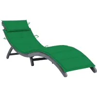 Helloshop26 - Sonnenliege Deckstuhl Gartenbett Terrassenmöbel 190 cm mit Kissen massives Akazienholz grau 02_0012471