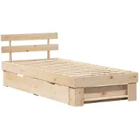 vidaXL Bettrahmen mit Kopfteil Natur 80 x 200 cm Massives Kiefernholz