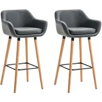 Décoshop26 - Set aus 2 Barhockern skandinavischer Hochstuhl mit Armlehnen und Fußstütze graues Kunststoffmaterial TDB10409