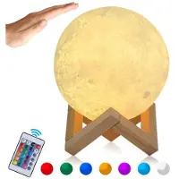 Autre Deko-Mond-Leuchte mit LED, Touch-/Fernbedienung, Akku, 16 Farben,Ø15cm