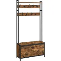 Helloshop26 Eingangsmöbel - - Bank mit 9 Haken - 30 x 85 x 180 cm - Industriestil - Optimierter Stauraum