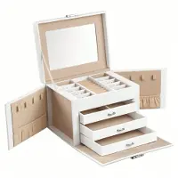 Hobby Hall 4 stufiges Schmuckkästchen, Schmuckkasten, mit Spiegel und Schubladen JBCB35159W01
