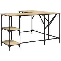 Helloshop26 - Schreibtisch Tisch Arbeitsplatz Computermöbel Arbeitszimmermöbel Sonoma-Eiche 139 x 139 x 75 cm Holzwerkstoff braun 02_0023641
