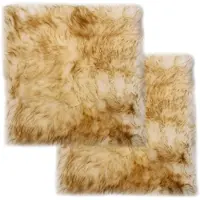 Décoshop26 - Set mit 2 braunen Stuhlkissen aus echtem Schaffell 40x40cm DEC021285 DEC021285