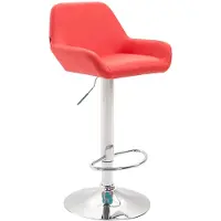 Décoshop26 - Moderner und bequemer Barhocker aus rotem Kunststoff mit trompetenförmigen Beinen aus verchromtem Metall TDB10312