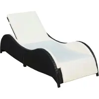 Helloshop26 - Sonnenliege Deckstuhl Sonnenbett Gartenbett Terrassenmöbel mit Kissen schwarzes Kunstharzgewebe 02_0012526