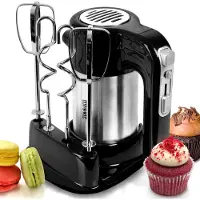 Duronic HM3 elektrischer Handmixer | 300 Watt | Aufbewahrungsbasis | Edelstahl | 2 Rührbesen | 2 Knethaken| Mixer | Knet- und Rührmaschine | Handrührer | Ideal für Kuchen, Schnee, Schlag