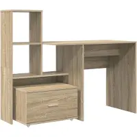 vidaXL Schreibtisch Sonoma-Eiche Holzwerkstoff 131,5 x 50 x 106,5 cm