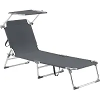Helloshop26 Sonnenliege mit Sonnenschutz aus mattem grau-dunklem Aluminium-Polyester 03_0006413