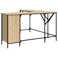 Helloshop26 - Schreibtisch Tisch Arbeitsplatz Computermöbel Arbeitszimmermöbel Sonoma-Eiche 141 x 141 x 75 cm Holzwerkstoff braun 02_0023657