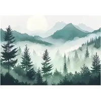 WALLARENA FOTOTAPETE Wald Berge Natur Vlies Tapete Wohnzimmer 250x175