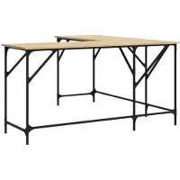 Helloshop26 - Schreibtisch Tisch Arbeitsplatz Computermöbel Arbeitszimmermöbel Sonoma-Eiche 149 x 149 x 75 cm Holzwerkstoff braun 02_0023658