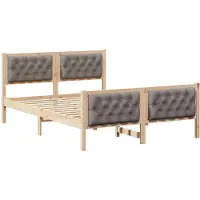 vidaXL Bettrahmen mit Kopfteil Taupe 140 x 200 cm Massives Kiefernholz