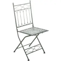 Décoshop26 - Klappbarer Gartenstuhl für Terrasse oder Balkon rustikales Design aus gealtertem grünem Schmiedeeisen 10_0003863