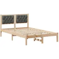 vidaXL Bettrahmen Dunkelgrau 120 x 190 cm Massives Kiefernholz