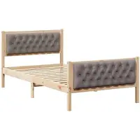 vidaXL Bettrahmen mit Kopfteil Taupe 100 x 200 cm Massives Kiefernholz