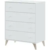 CALICOSY Hübsche Kommode mit 4 Schubladen – Weiß – 95 x 77,5 x 40 cm