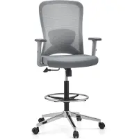 Hjh OFFICE Counterstuhl Top Work 44 W Arbeitsstuhl mit Armlehnen (höhenverstellbar) Stoff / Netzstoff