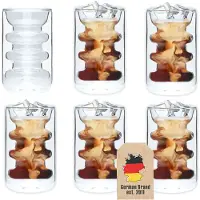 Intirilife Thermo Kaffee Tee Glas 190 ml Rillen Style