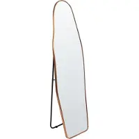 Beliani Stehspiegel Gold Metall 160 cm mit Schmalem Rahmen Asymmetrisch Freistehend Modern Wohnzimmer Schlafzimmer Garderobe Bad Deko Satndspiegel