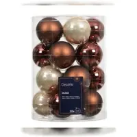 Christmas Decoration 20 Weihnachtskugeln Glas 6cm matt & glänzend Christbaumkugeln Weihnachtsbaumkugeln Christbaumschmuck Weihnachtsbaumschmuck Weihnachten Braun Perle Mix