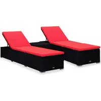 vidaXL Eleganten-Stil 3-tlg. Garten-Sonnenliegen mit Teetisch Poly Rattan Schwarz - Gartenliegen Hommie5716924 2parcel