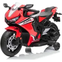 Beneo Kinder-Elektromotorrad HONDA CBR 1000RR, lizenziert, 12V-Batterie, Kunstledersitz, Kunststoffräder, 30W-Motor, LED-Beleuchtung, solider Rahmen, Hilfsräder, rot