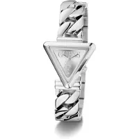 GUESS Damen Quarzuhr GW0859L1 Silber 34mm dreieckiges Gehäuse aus recyceltem Stahl