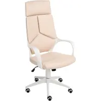 Beliani Bürostuhl Hellbeige und Weiß Kunstleder Höhenverstellbar Drehbar mit Armlehnen Bremsbaren Rollen Modern Arbeitszimmer Drehstuhl Arbeitsstuhl
