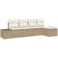 vidaXL Garten-Sofa-Set 5 stk. Beige und Creme Poly-Rattan