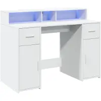 Helloshop26 - Bürotisch Arbeitsplatz Computermöbel Schreibtisch mit LED-Beleuchtung 120 x 55 x 91 cm weißes Holzwerkstoff 02_0023404