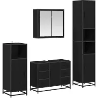 vidaXL Badezimmermöbel-Set 4 stk. Schwarz Eichen-Optik 80 x 33 x 60 cm