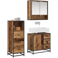 vidaXL Badezimmermöbel-Set 3 stk. Altholz 65 x 33 x 60 cm