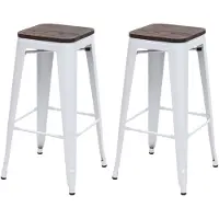 Mendler 2er-Set Barhocker HWC-A73 inkl. Holz-Sitzfläche, Barstuhl Tresenhocker, Metall Industriedesign stape