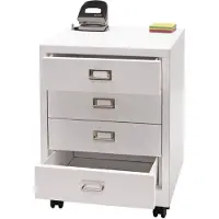 Mendler Rollcontainer HWC-L49, Schubladenschrank Stahlschrank Aktenschrank, Metall 55x40x41cm 4 Schubladen ~ weiß
