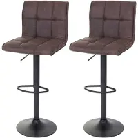 Mendler 2er-Set Barhocker HWC-B13, Barstuhl Tresenhocker, WildKunstleder MVG- vintage dunkelbraun