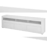 Furn.Design TV-Lowboard "Derby" in weiß matt und Evoke Eiche TV-Unterteil 217 cm, Soft-Close-Funktion
