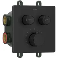 Sapho Smart Select Thermostatische Unterputz- Duscharmatur, Kasten, 2 Wege, Schwarz matt