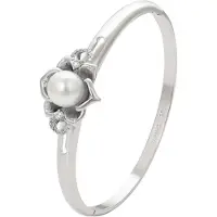 Faina Women Bangle Bracelet With Floral Motif in Silver White | Gr.: onesize