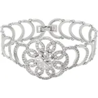 Faina Women Chain Link Bracelet With Rhinestones in Silver | Gr.: onesize