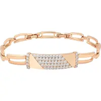 Faina Women Link Bracelet With Rhinestones in Rose Gold | Gr.: onesize