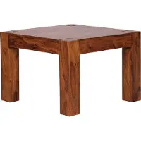 FineBuy Couchtisch Sheesham Massivholz 60x60 cm Quadratischer Wohnzimmertisch Handgefertigt & Naturfarben Beistelltisch aus Echtholz