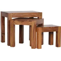 FineBuy Couchtisch 3er Set Braun