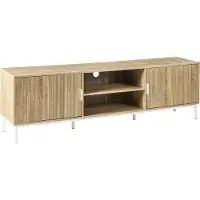 Beliani TV-Möbel Hellbraun MDF Metallbeine für Fernseher bis zu 54 Zoll Retro-Schrank Kabelmanagement Wohnzimmer