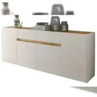 Furn.Design Sideboard weiß, Eiche Wotan 220 cm, Kommode mit 8 Fächern | Gr.: onesize
